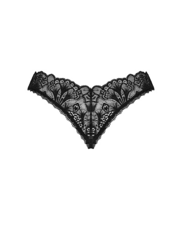 Кружевные стринги Obsessive Donna Dream crotchless thong XS/S Black, открытый доступ || 