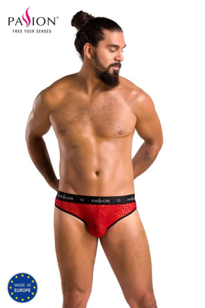 Мужские полупрозрачные трусы Passion 031 Slip Mike L/XL Red, под леопард