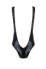 Мужское открытое боди Passion 027 Bruno L/XL Black, под латекс, на лямках || 