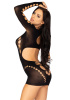 Бесшовное мини-платье Leg Avenue Long sleeve cut out mini dress One size Black || 