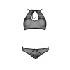 Комплект: бра, трусики с ажурным декором и открытым шагом Ursula Set black L/XL — Passion || 