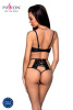 Комплект белья Passion TASMINA SET L/XL black, лиф, высокие трусики с корсетом сзади || 