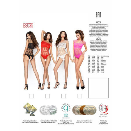 Бодистокинг Passion BS035 pink, боди, имитация топа и трусиков || 