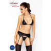 Комплект белья под латекс CAPRI SET black S/M - Passion: мини-бикини, стринги, пояс для чулок || 
