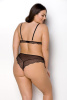 Комплект белья Passion Amberly Set 4XL/5XL black, лиф, трусики бразилиана, люрексовая нить || 