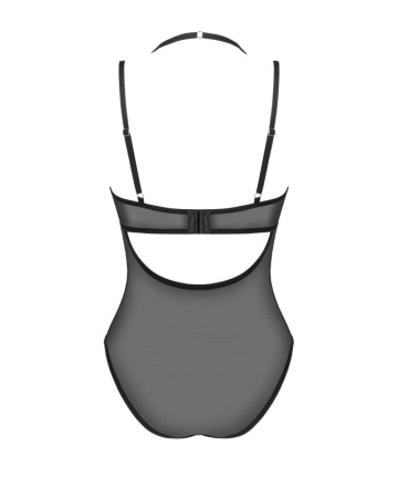 Прозрачное боди Obsessive Selinne teddy XL/2XL Black, мелкая сетка, двойные бретели || 