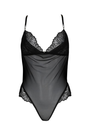 Сетчатое боди с кружевным лифом Passion DELIENA BODY L/XL black || 
