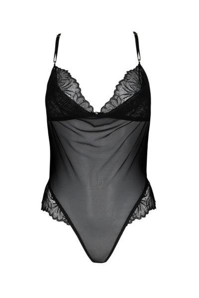 Сетчатое боди с кружевным лифом Passion DELIENA BODY L/XL black