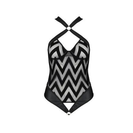 Сетчатый боди с халтером и ритмичным рисунком Hima Body black L/XL - Passion || 