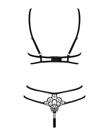 Эротический комплект из стреп Obsessive Badossa 2-pcs set S/M, черный, с доступом, бюстгальтер, стри || 