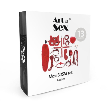 Набор Art of Sex - Maxi BDSM Set Leather, 13 предметов, натуральная кожа, Черный || 