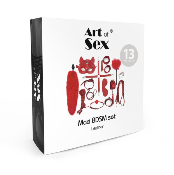 Набор Art of Sex - Maxi BDSM Set Leather, 13 предметов, натуральная кожа, Черный