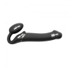 Безремневой страпон с вибрацией Strap-On-Me Vibrating Black M, диаметр 3,3см, пульт ДУ, регулируемый || 
