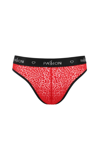 Мужские полупрозрачные трусы Passion 031 Slip Mike S/M Red, под леопард