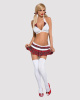 Эротический костюм школьницы с мини-юбкой Obsessive Schooly 5pcs costume L/XL бело-красный, топ, юбк || 