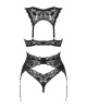 Комплект белья Obsessive Donna Dream 3-pcs set XS/S Black, бюстгальтер, стринги, пояс для чулок || 