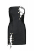 Мини-платье из экокожи Passion Celine Chemise 6XL/7XL black, шнуровка, трусики в комплекте || 