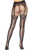 Колготки Leg Avenue Fishnet tights with back seam One size Black, задний шов, кружево, сетка || 