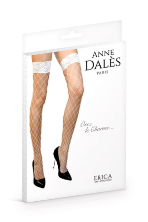 Чулки в крупную сетку Anne De Ales ERICA T4 White || 