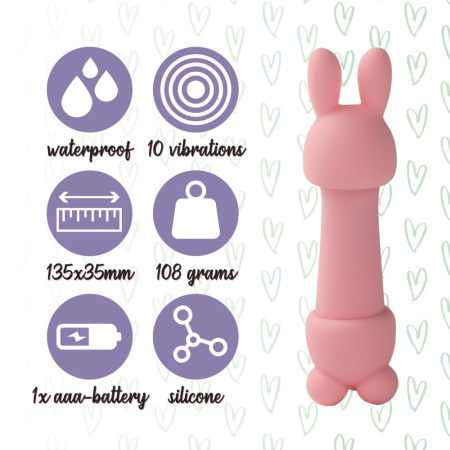 Мини-вибратор FeelzToys Mister Bunny Pink с двумя насадками || 