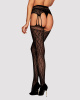 Сетчатые чулки-стокинги под леопард Obsessive Garter stockings S817 S/M/L, имитация гартеров, с дост || 