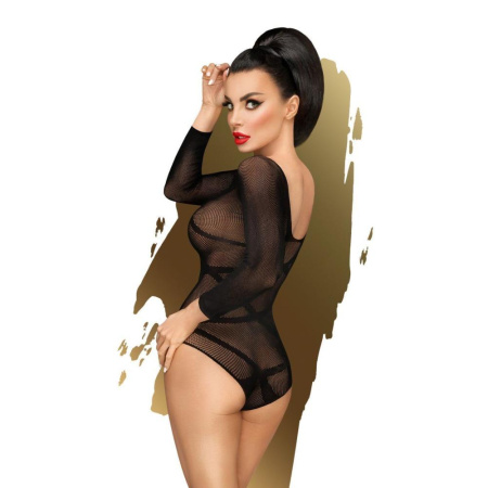 Боди Penthouse High On Love XL Black, глубокий вырез на спине, имитация стреп || 