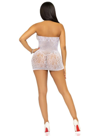 Платье-сетка со стразами Leg Avenue Rhinestone halter mini dress White, открытая спина, one size || 