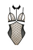 Боди с открытой грудью Passion DOMINICA BODY S/M beige, воротник-чокер, корсет || 