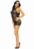 Платье-сетка со стразами Leg Avenue Rhinestone halter mini dress Black, открытая спина, one size || 