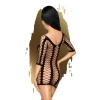 Мини-платье Penthouse Bedtime Surprise S/L Black, крупная сетка, рукава, вертикальные вставки || 
