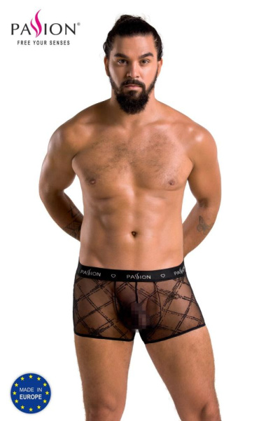 Мужские прозрачные боксеры Passion 032 Short James XXL/XXXL Black, сетка