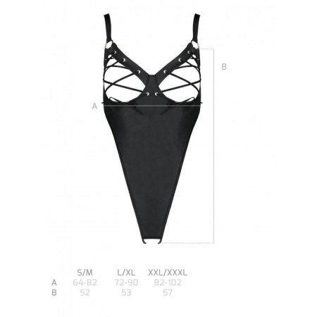 Боди из экокожи CELINE BODY black XXL/XXXL — Passion: с доступом, открытый || 