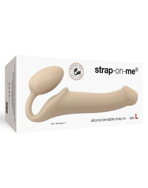 Безремневой страпон Strap-On-Me Flesh L, полностью регулируемый, диаметр 3,7см