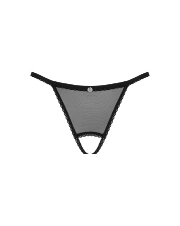 Прозрачные стринги с доступом Obsessive Celia Noir crotchless thong XS/S || 