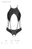 Боди с открытым доступом Passion TASMINA BODY L/XL black, экокожа, шнуровки, ажурные кружева || 