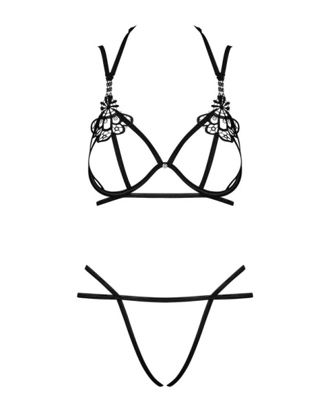 Эротический комплект из стреп Obsessive Badossa 2-pcs set L/XL, черный, с доступом, бюстгальтер, стр