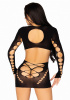 Бесшовное мини-платье Leg Avenue Long sleeve cut out mini dress One size Black || 