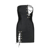 Мини-платье из экокожи Celine Chemise black L/XL — Passion: шнуровка, трусики в комплекте || 