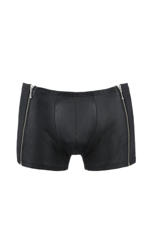 Мужские кожаные боксеры с молниями Passion 049 Short Matt XXL/XXXL Black || 