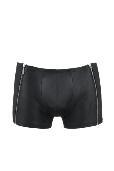 Мужские кожаные боксеры с молниями Passion 049 Short Matt XXL/XXXL Black