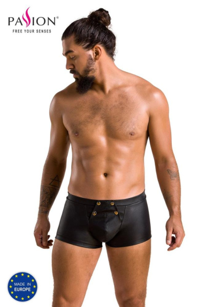 Мужские кожаные боксеры с клапаном Passion 050 Short Patrick XXL/XXXL Black