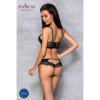 Комплект из эко-кожи с кружевом Loona Set black S/M - Passion, бра и трусики || 