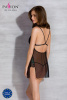 Сорочка Passion DELIENA CHEMISE L/XL black, стринги с заниженной талией || 
