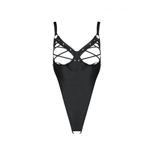 Боди из экокожи Celine Body black L/XL — Passion: с доступом, открытый