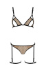 Эротический комплект нижнего белья Passion GABI SET S/M beige, трусики с гартерами || 