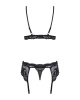 Кружевной комплект белья Obsessive 810-SEG-1 L/XL Black, бюстгальтер, стринги, пояс для чулок || 