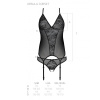 Корсет с пажами, трусики с ажурным декором и открытым шагом Ursula Corset black XXL/XXXL — Passion || 