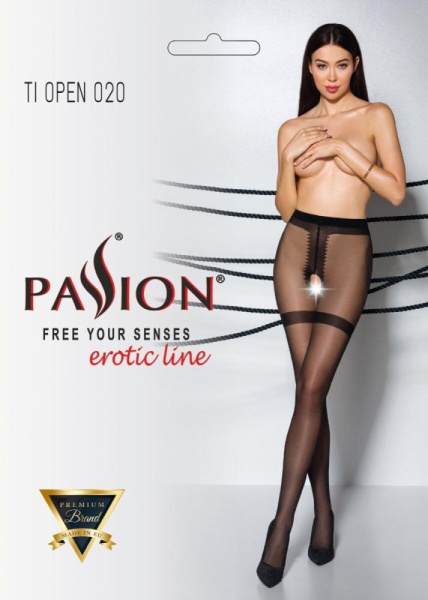 Колготки с открытым доступом, имитация чулок Passion TIOPEN 020 black 3/4 (20 den)