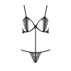 Комплект белья QUENTRIS BIKINI black S/M - Passion Exclusive, стринги и полуоткрытый лиф || 