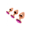 Металлическая анальная пробка Wooomy Tralalo Rose Gold Metal Plug Magenta S диаметр 2,8см, длина 7см || 
